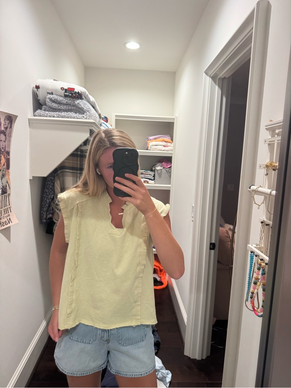 Anthropologie light green Ruffle Sleeve Top
